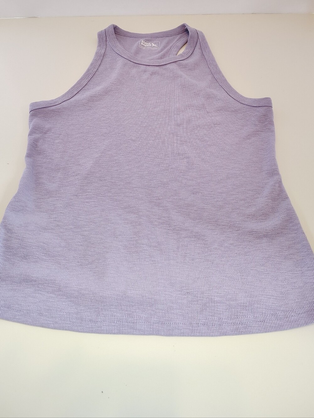 Eddie Bauer Women's Size Medium Heathered Lavender High Neck Ribbed Tank Top SS2